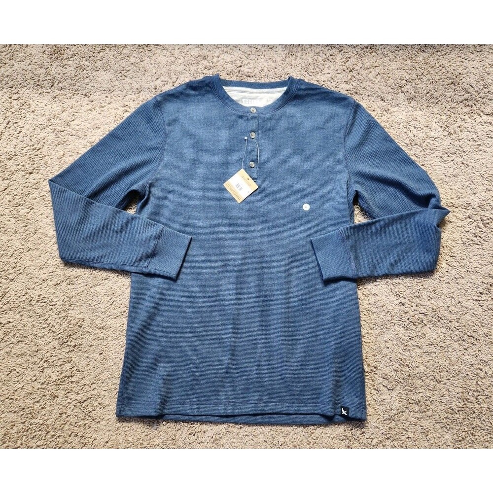Eddie Bauer Men's M Favorite Thermal Long-Sleeve Henley Shirt 3254 Dusk Blue New